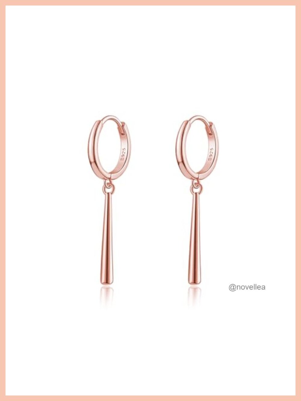 925 Sterling Silver Bar Hoop Dangle Earrings Minimalist Drop